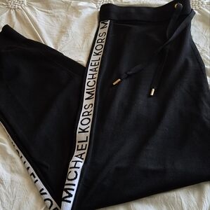 Michael Kors Black Sweatpants with Elastic Waistband Black & White